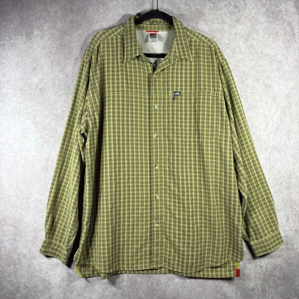 The North Face Shirt Mens XL Green Plaid‎ Button Up Long Sleeve Gorpcore Hiking